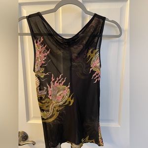 Vintage Y2K Betsey Johnson Dragon Tattoo Top - black, size S